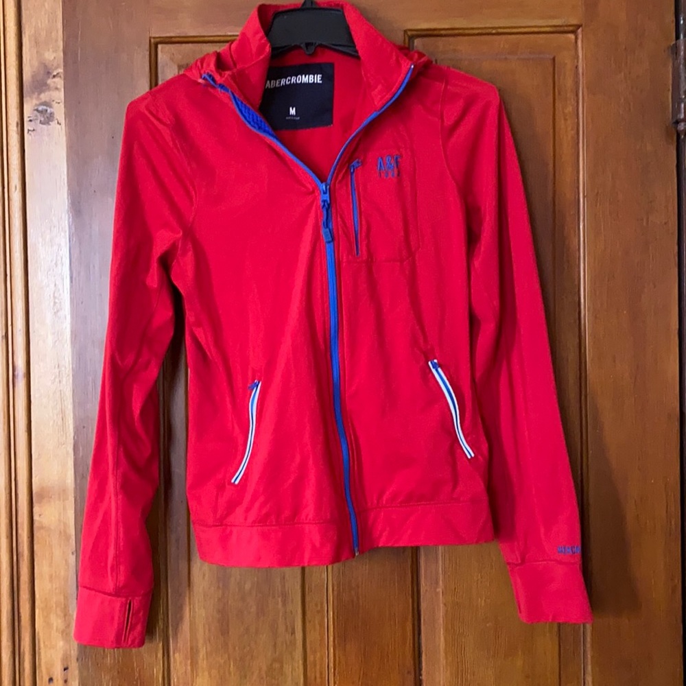 Red Abercrombie and Fitch zip up hoodie